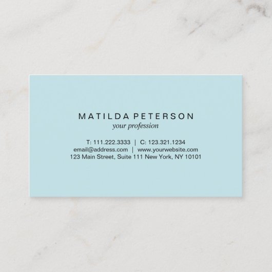 Elegant modern, stijlvol blauw getijde met gedicht visitekaartje (Achterkant)