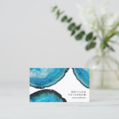 Elegant modern, stijlvol blauw getijde met gedicht visitekaartje (Staand voorkant)