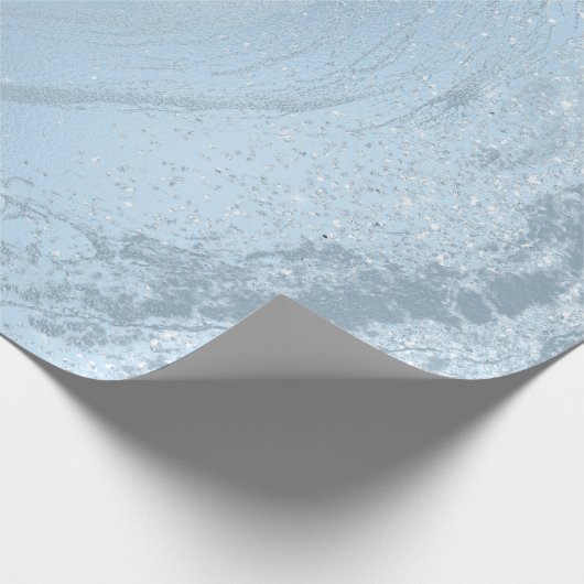 Elegant modern, stijlvol blauw glitter marmer cadeaupapier (Hoek)
