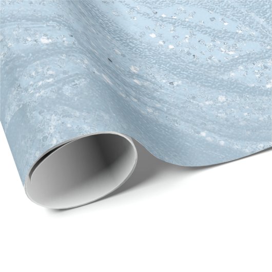 Elegant modern stijlvol blauw glitter marmer cadeaupapier (Rol Hoek)