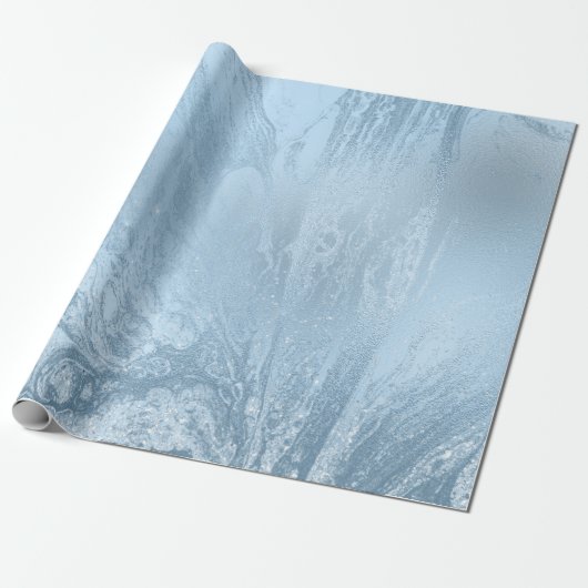 Elegant modern stijlvol blauw glitter marmer cadeaupapier (Uitgerold)