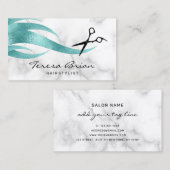 Elegant modern, stijlvol blauw schaar visitekaartje (Voorkant / Achterkant)