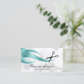 Elegant modern, stijlvol blauw schaar visitekaartje (Staand voorkant)