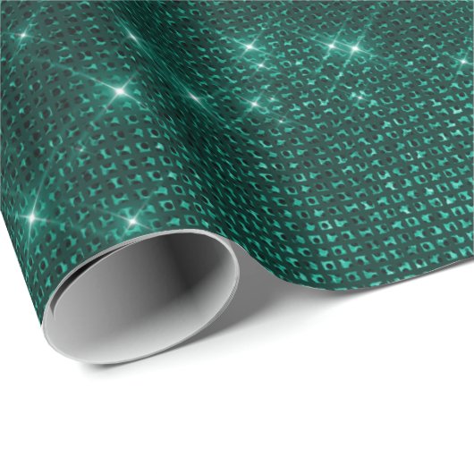 Elegant modern, stijlvol blauwgroen glitter cadeaupapier (Rol Hoek)