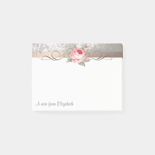 Elegant modern stijlvol, bloem-gepersonaliseerd post-it® notes (Voorkant)