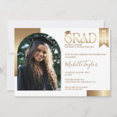 Elegant Modern Stijlvol Foto Goud Afstuderen Kaart (Voorkant)