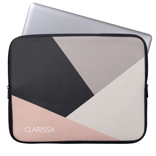 Elegant modern stijlvol geometrisch kleurenblok laptop sleeve (Voorkant)
