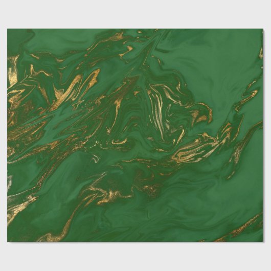 Elegant modern, stijlvol goud en groene marmer cadeaupapier (Vlak)