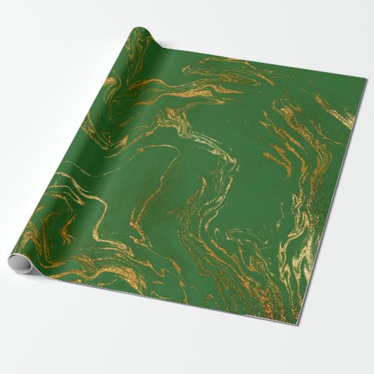 Elegant modern, stijlvol goud en groene marmer cadeaupapier (Uitgerold)