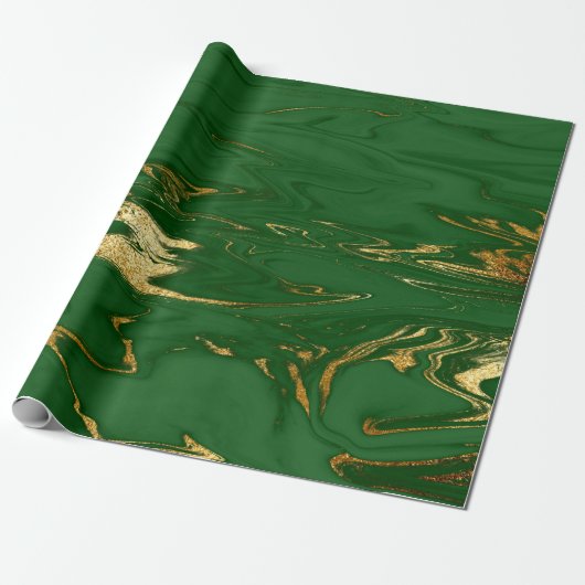 Elegant modern, stijlvol goud en groene marmer cadeaupapier (Uitgerold)