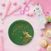 Elegant modern, stijlvol goud en groene marmer papieren bordje (Feest)