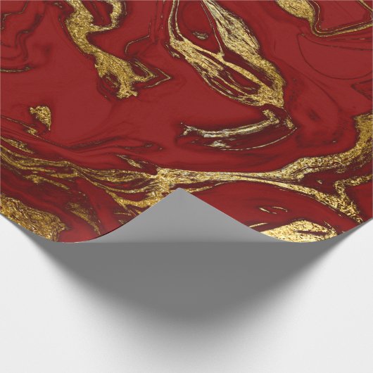 Elegant modern, stijlvol goud en rode marmer cadeaupapier (Hoek)