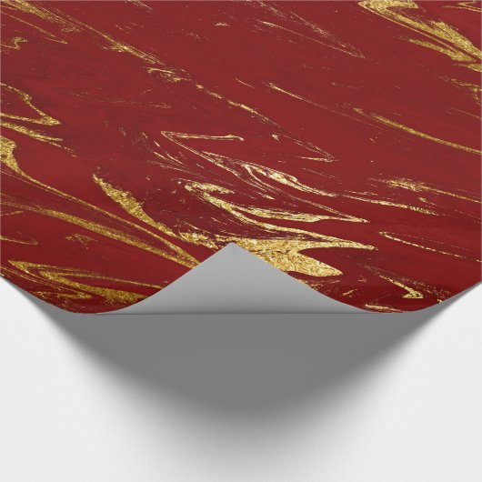 Elegant modern, stijlvol goud en rode marmer cadeaupapier (Hoek)
