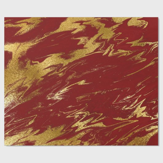 Elegant modern, stijlvol goud en rode marmer cadeaupapier (Vlak)
