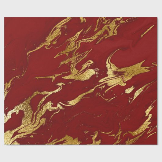 Elegant modern, stijlvol goud en rode marmer cadeaupapier (Vlak)