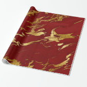 Elegant modern, stijlvol goud en rode marmer cadeaupapier (Uitgerold)