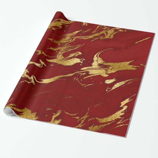 Elegant modern, stijlvol goud en rode marmer cadeaupapier (Uitgerold)