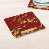 Elegant modern, stijlvol goud en rode marmer kartonnen onderzetters (Schuin)