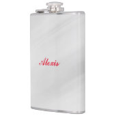 Elegant Modern Stijlvol Grijs Rood Naam Heupfles (Links)