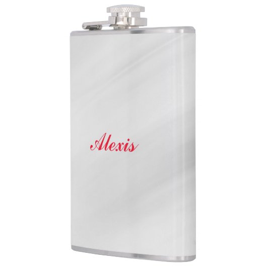 Elegant Modern Stijlvol Grijs Rood Naam Heupfles (Links)