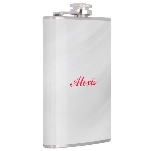 Elegant Modern Stijlvol Grijs Rood Naam Heupfles (Rechts)