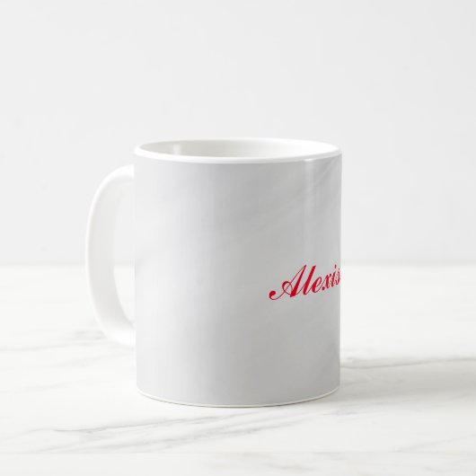 Elegant Modern Stijlvol Grijs Rood Naam Koffiemok (Voorkant links)