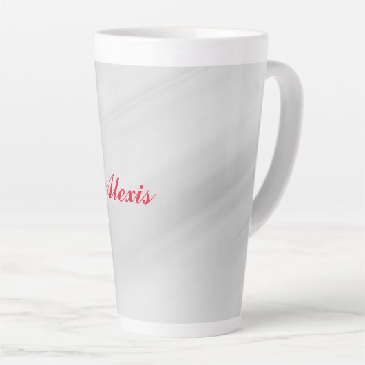 Elegant Modern Stijlvol Grijs Rood Naam Latte Mok (Rechterhoek)