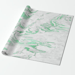 Elegant modern, stijlvol, groen en wit marmer cadeaupapier