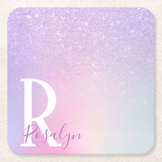 Elegant modern, stijlvol meisje ombre paarse glitt kartonnen onderzetters (Voorkant)