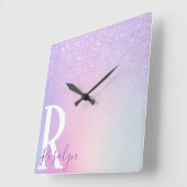 Elegant modern, stijlvol meisje ombre paarse glitt vierkante klok (Hoek)