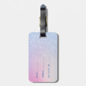Elegant modern, stijlvol ombre blauw glitter regen bagagelabel (Achterkant verticaal)