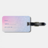 Elegant modern, stijlvol ombre blauw glitter regen bagagelabel (Achterkant horizontaal)