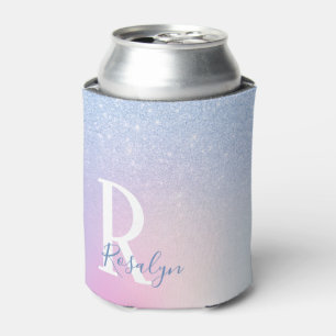 Elegant modern, stijlvol ombre blauw glitter regen blikjeskoeler