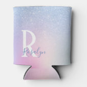 Elegant modern, stijlvol ombre blauw glitter regen blikjeskoeler (Voorkant)