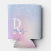 Elegant modern, stijlvol ombre blauw glitter regen blikjeskoeler (Achterkant)