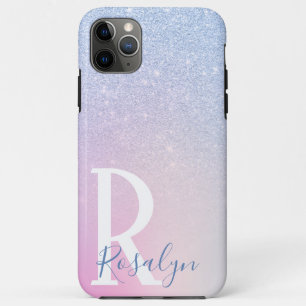 Elegant modern, stijlvol ombre blauw glitter regen Case-Mate iPhone case