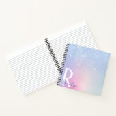 Elegant modern, stijlvol ombre blauw glitter regen notitieboek (Binnen)