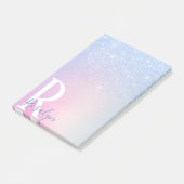 Elegant modern, stijlvol ombre blauw glitter regen post-it® notes (Schuin)