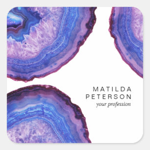 Elegant modern, stijlvol paars agate geode stone vierkante sticker