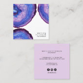 Elegant modern, stijlvol paars agate geode stone vierkante visitekaartje (Voorkant / Achterkant)