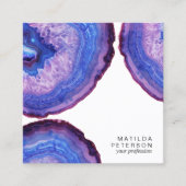 Elegant modern, stijlvol paars agate geode stone vierkante visitekaartje (Voorkant)