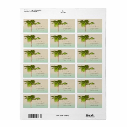 Elegant modern Stijlvol, palm Etiket (Full Sheet)