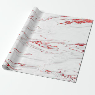 Elegant modern, stijlvol rood en wit marmer cadeaupapier