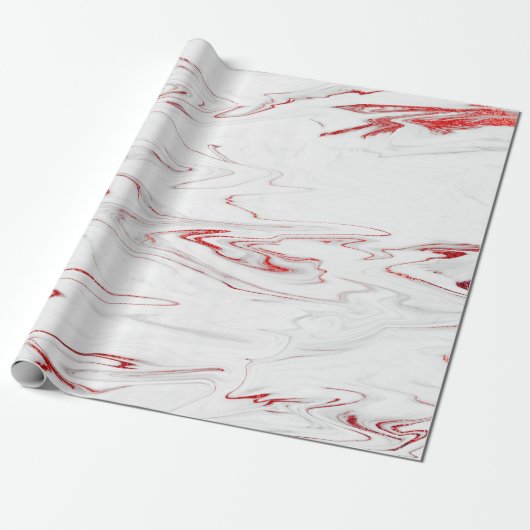 Elegant modern, stijlvol rood en wit marmer cadeaupapier (Uitgerold)