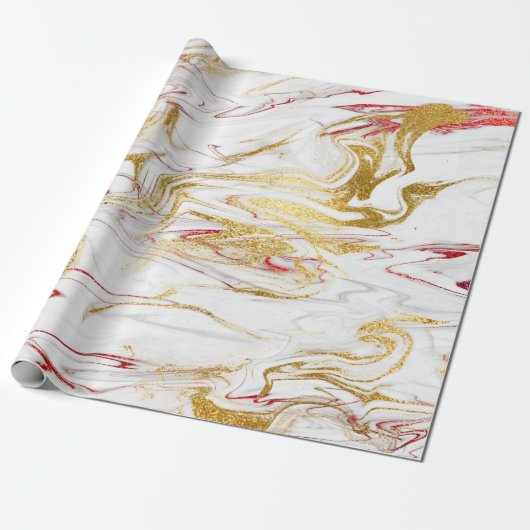 Elegant modern, stijlvol rood goudmarmer cadeaupapier (Uitgerold)
