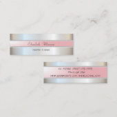 Elegant modern stijlvol zilver, stripe, parels mini visitekaartje (Voorkant / Achterkant)