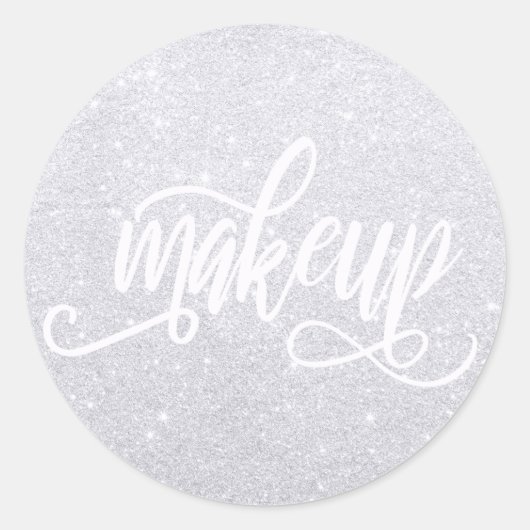 Elegant modern, stijlvol zilveren glitter make-up ronde sticker (Voorkant)