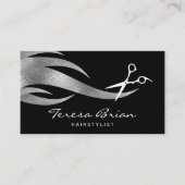 Elegant modern, stijlvol zilverschaar visitekaartje (Voorkant)