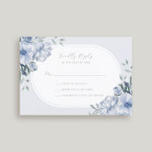 Elegant Modern Stoffig Blauw Bloemen Bruiloft RSVP Kaartje