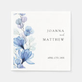 Elegant Modern Stoffig Blauw Bloemen Bruiloft Servet (Voorkant)